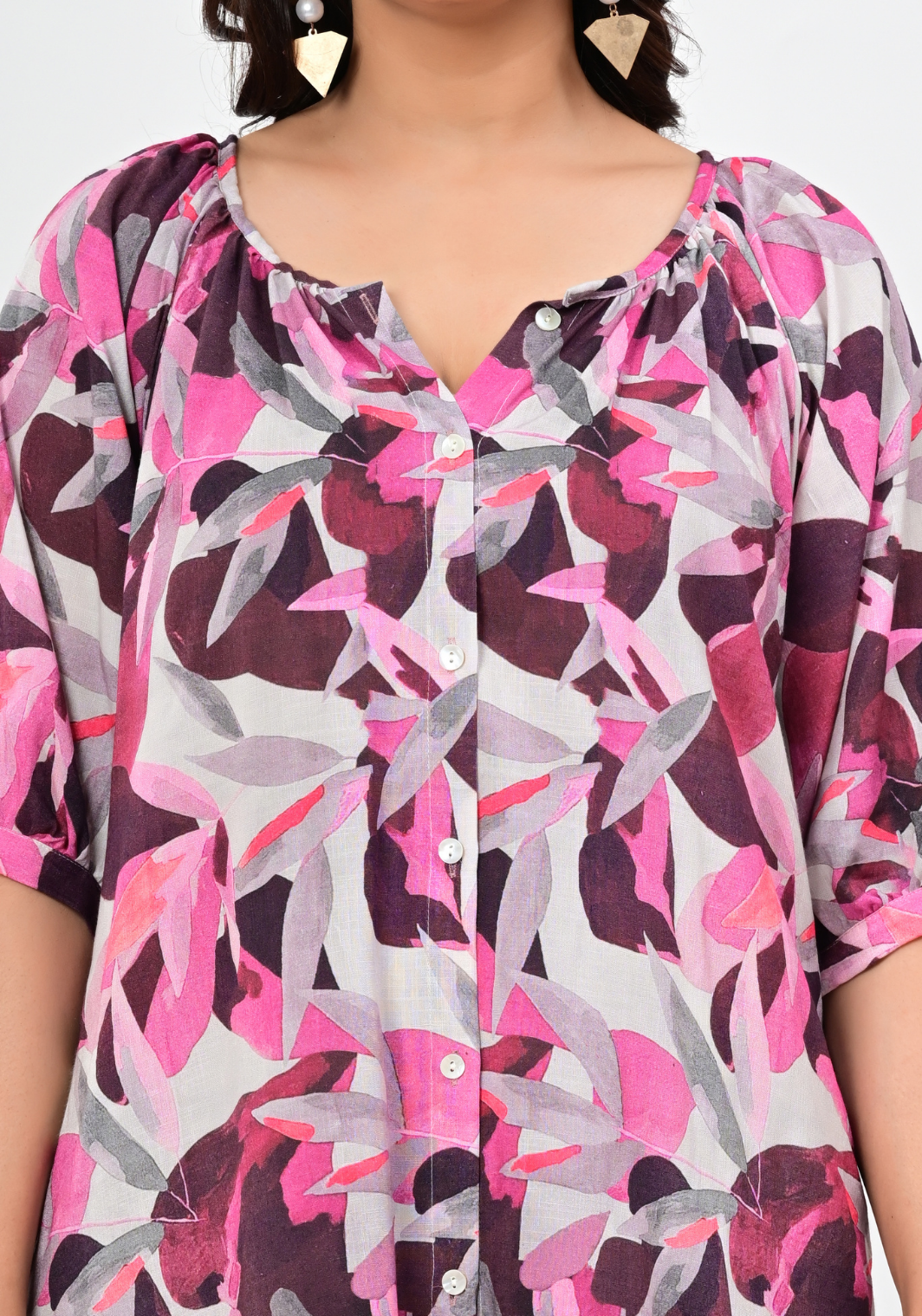 Pink Noir Art – Artistic Abstract Rayon Slub Dress