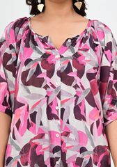 Pink Noir Art – Artistic Abstract Rayon Slub Dress