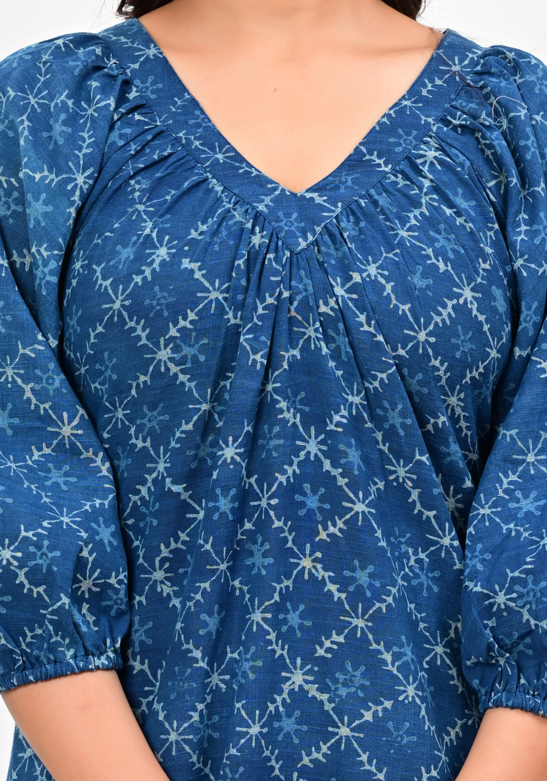 Indigo Starfall Midi – Deep Indigo Cotton Slub Dress