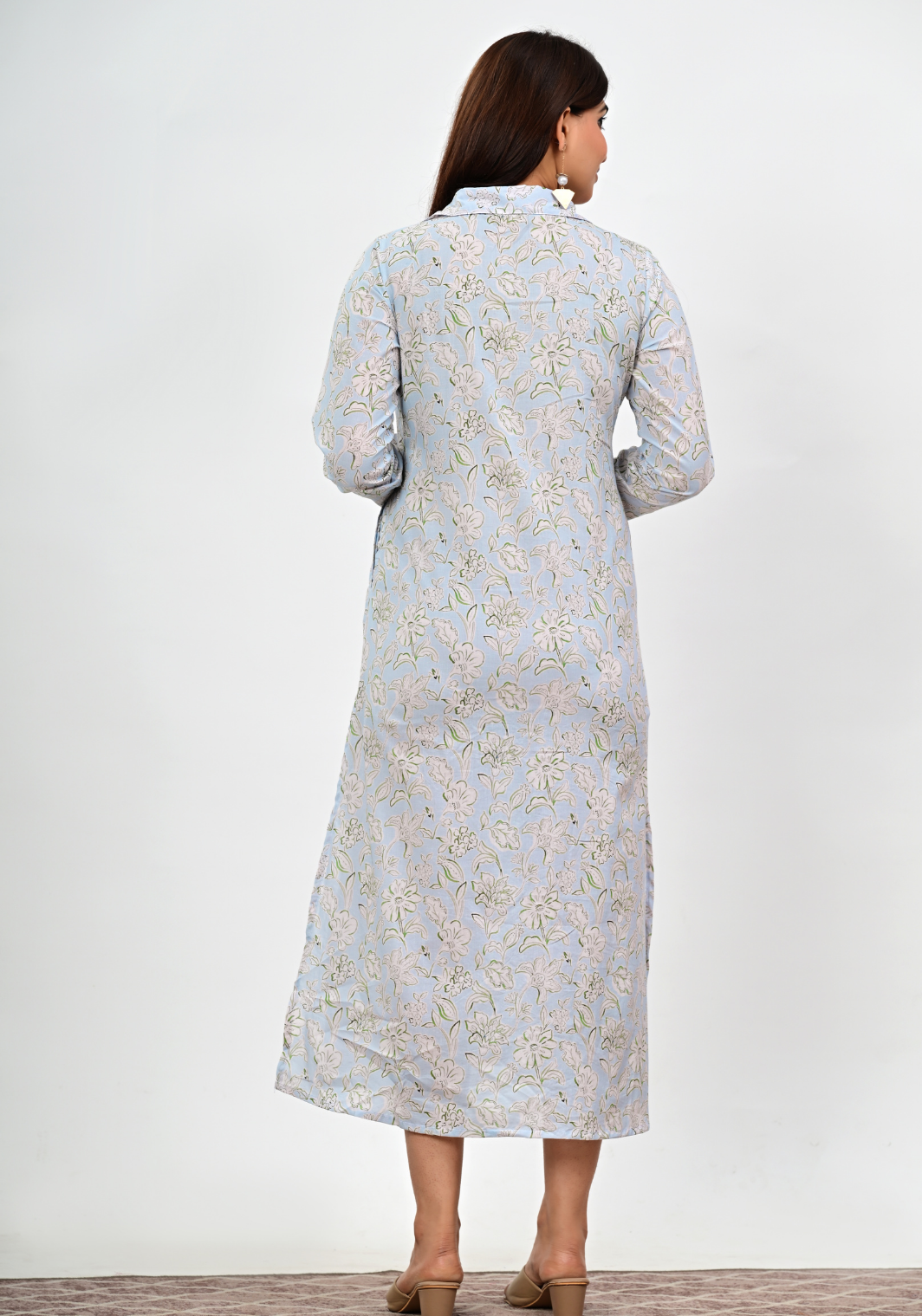 Soft Meadow – Floral Print Cambric Shirt Dress