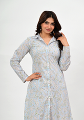 Soft Meadow – Floral Print Cambric Shirt Dress
