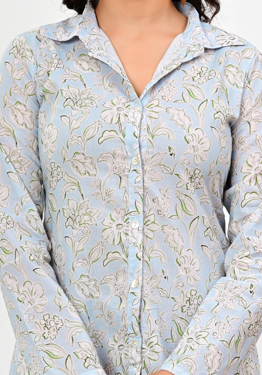 Soft Meadow – Floral Print Cambric Shirt Dress