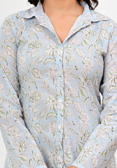 Soft Meadow – Floral Print Cambric Shirt Dress