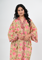 Desert Bloom – Floral 60s Cambric Wrap Style Maxi Dress