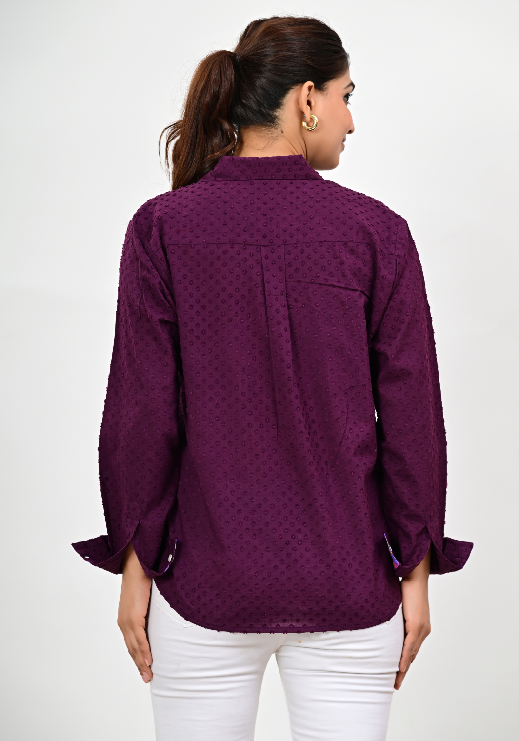 Plum Dobby Chic – Textured Cotton Dobby Shirt