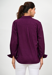 Plum Dobby Chic – Textured Cotton Dobby Shirt
