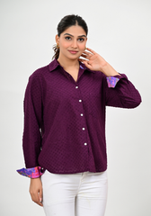 Plum Dobby Chic – Textured Cotton Dobby Shirt