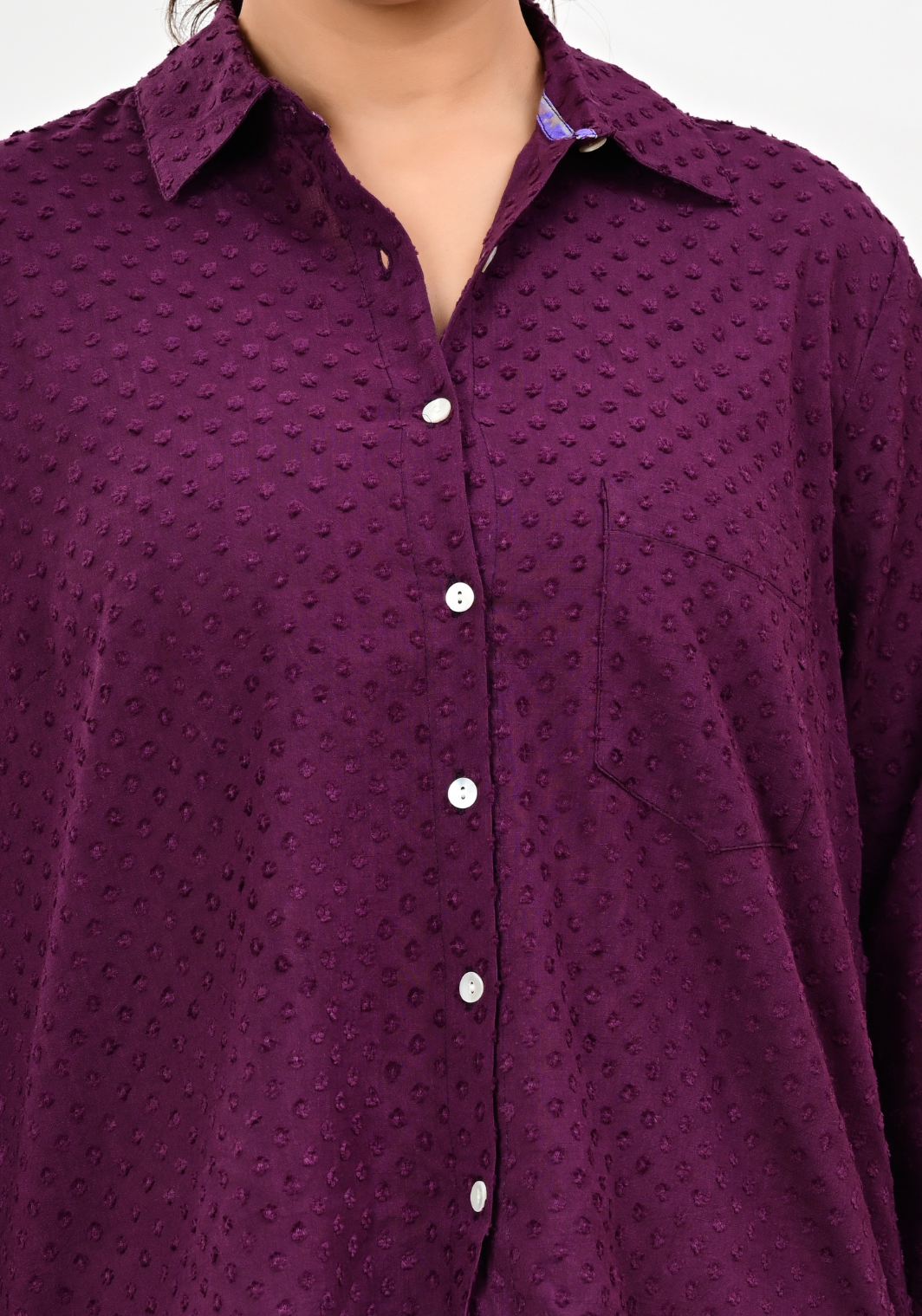 Plum Dobby Chic – Textured Cotton Dobby Shirt