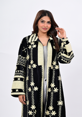 Midnight Bloom – Embroidered Velvet Longline Jacket
