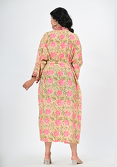Desert Bloom – Floral 60s Cambric Wrap Style Maxi Dress