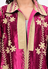 Ruby Noor Velvet – Radiant Embroidered Velvet Coat