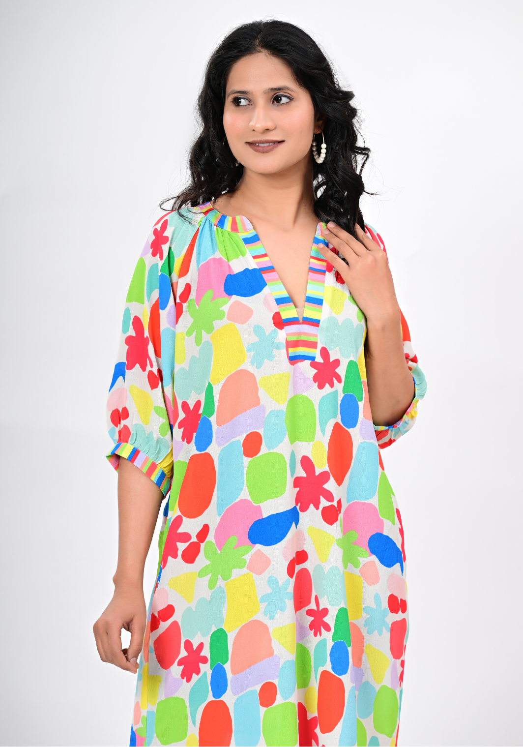 Studio Spectrum – Multicolor Moss Crepe Empire Waist Dress