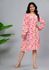 Floral Muse – Women’s Moss Crepe Tiered Dress