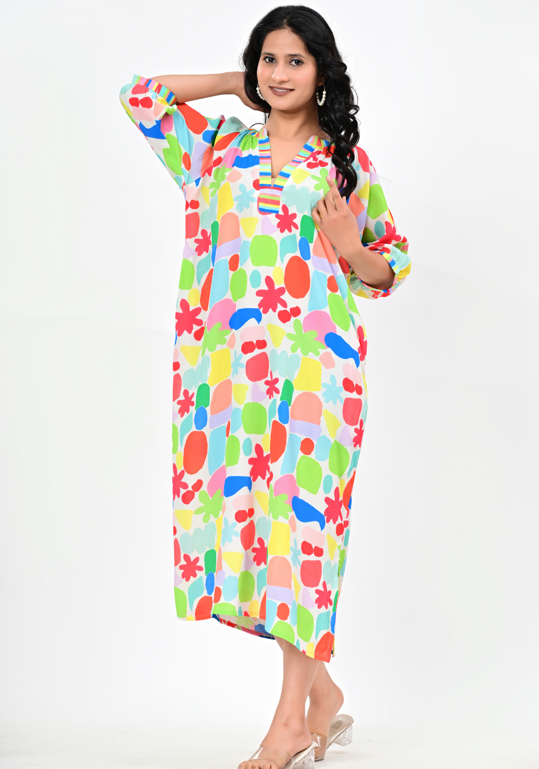 Studio Spectrum – Multicolor Moss Crepe Empire Waist Dress
