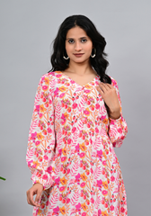 Floral Muse – Women’s Moss Crepe Tiered Dress