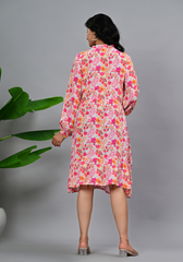 Floral Muse – Women’s Moss Crepe Tiered Dress