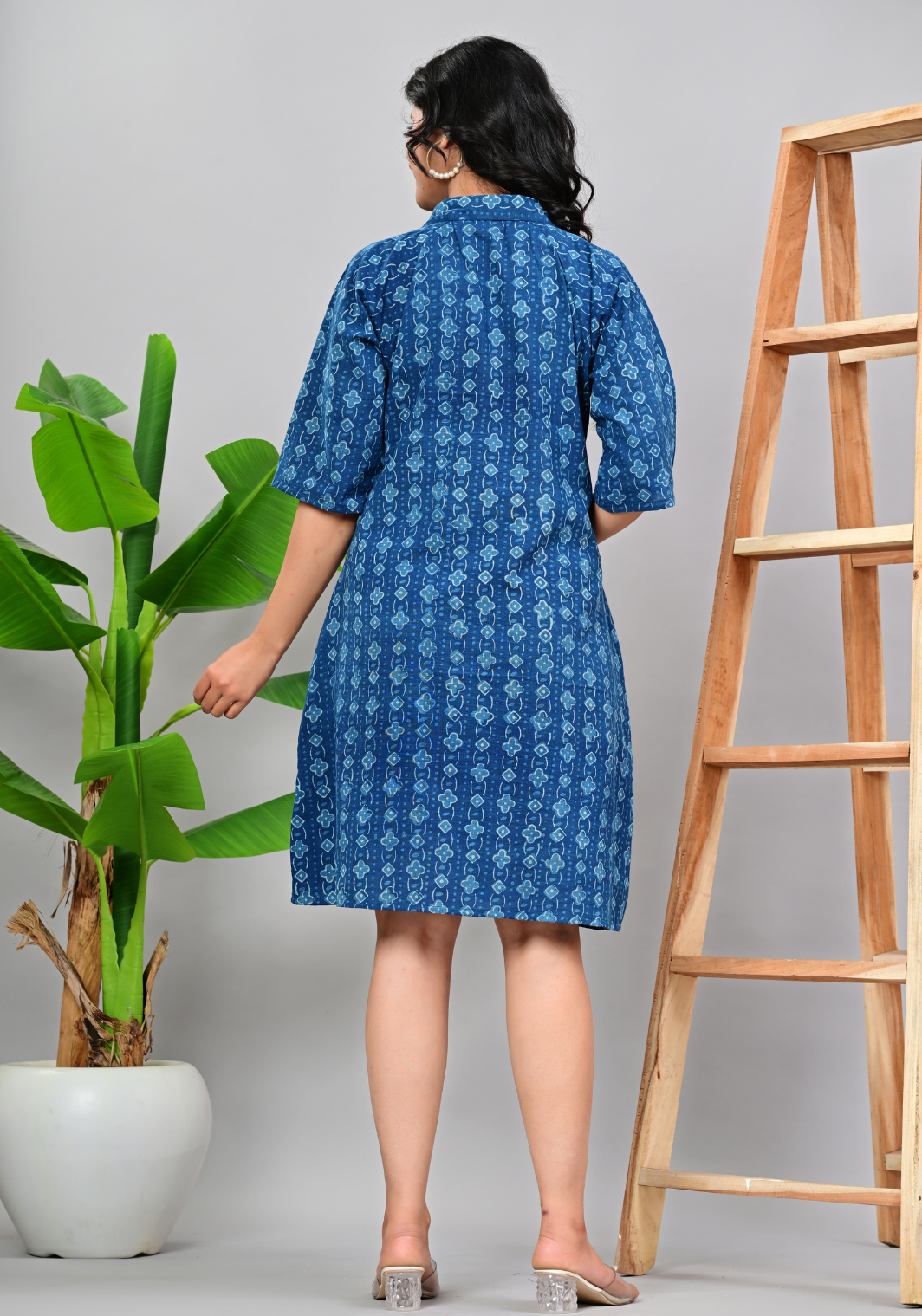 Indigo Ease – Cotton Slub Shirt Dress