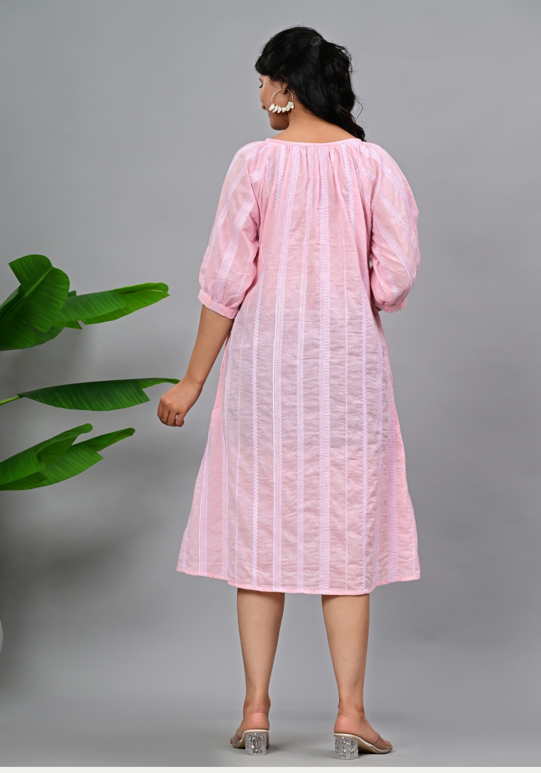 Rose Veil – Embroidered Cotton Dobby A-Line Dress