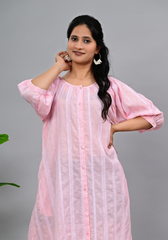 Rose Veil – Embroidered Cotton Dobby A-Line Dress