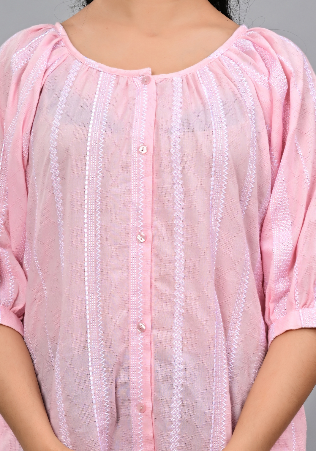 Rose Veil – Embroidered Cotton Dobby A-Line Dress