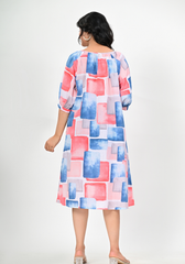 Brushstroke – Artistic Print 60s Cambric Midi Dress