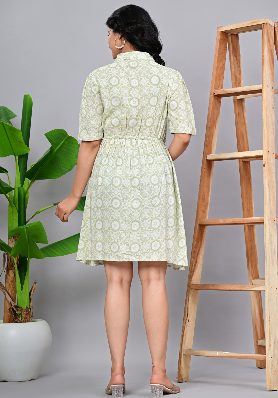 Sage Meadow – Printed Rayon Slub Shirt Dress