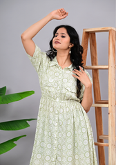 Sage Meadow – Printed Rayon Slub Shirt Dress