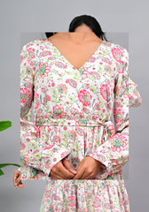 Petal Whisper – Floral Satin Tiered Maxi Dress