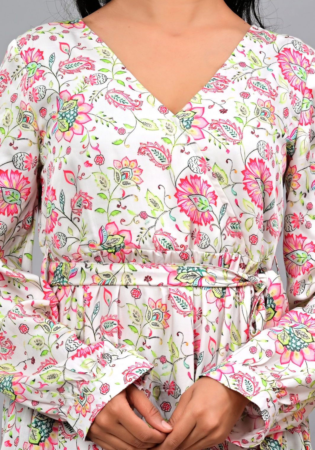 Petal Whisper – Floral Satin Tiered Maxi Dress