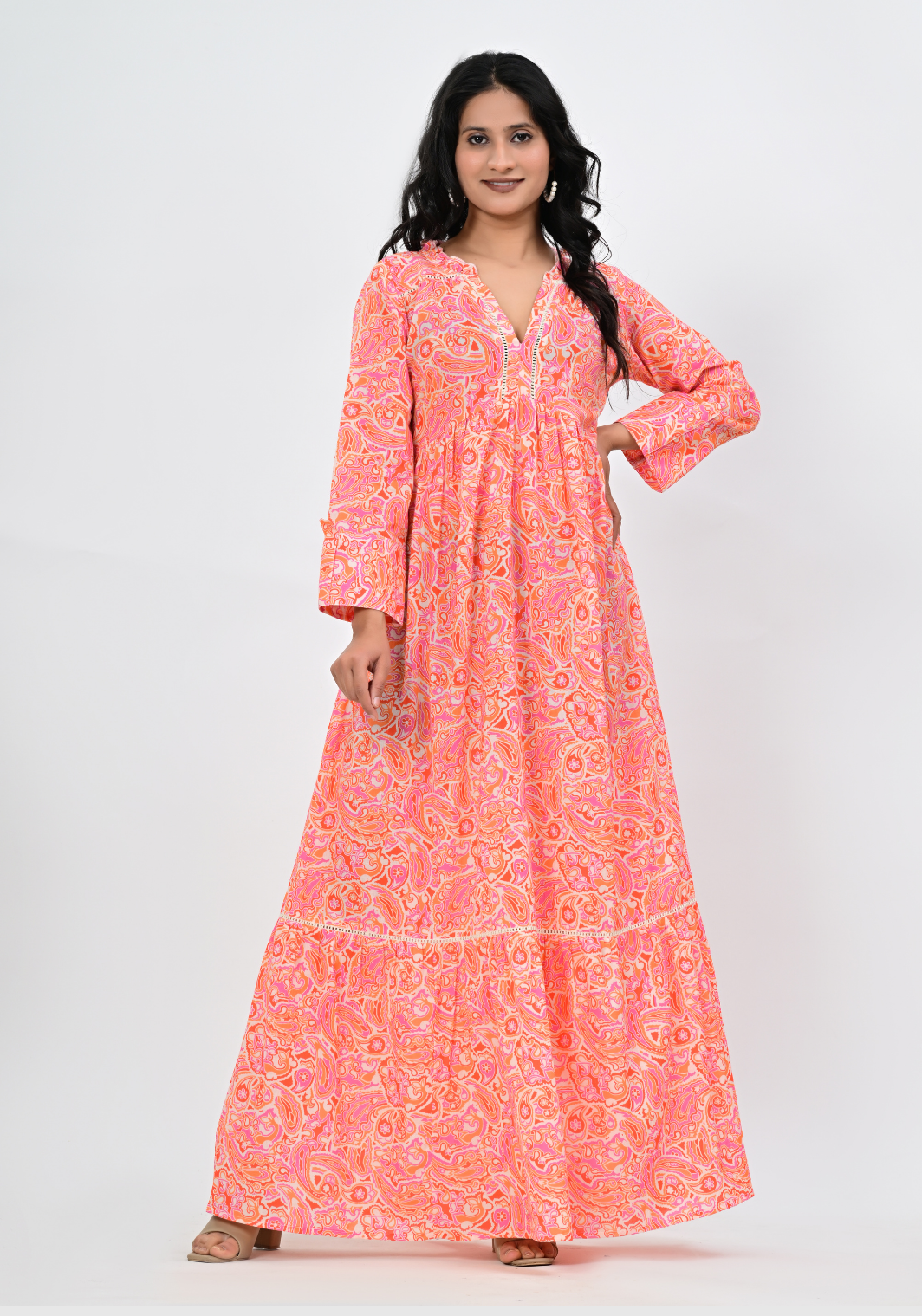 Flowing Paisley – 60s Cambric Tiered Maxi Dress