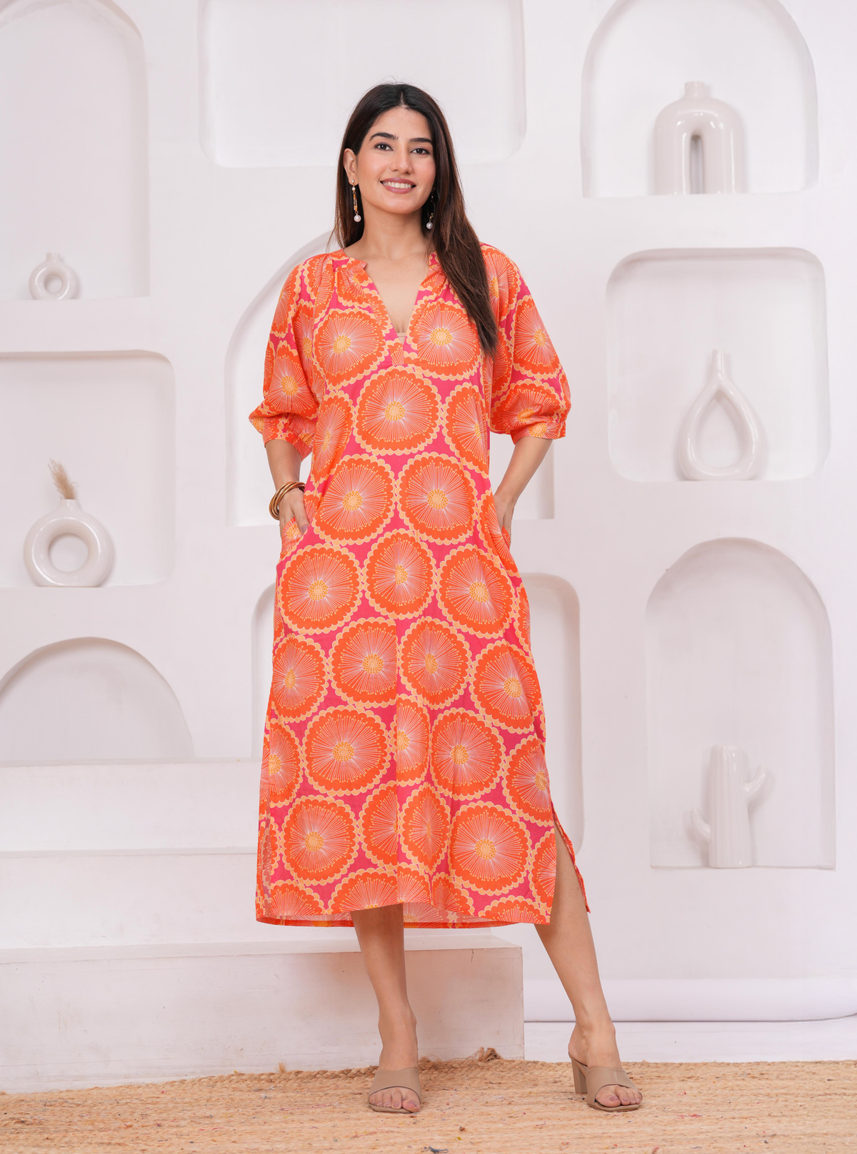 SUNBURST MIDI DRESS