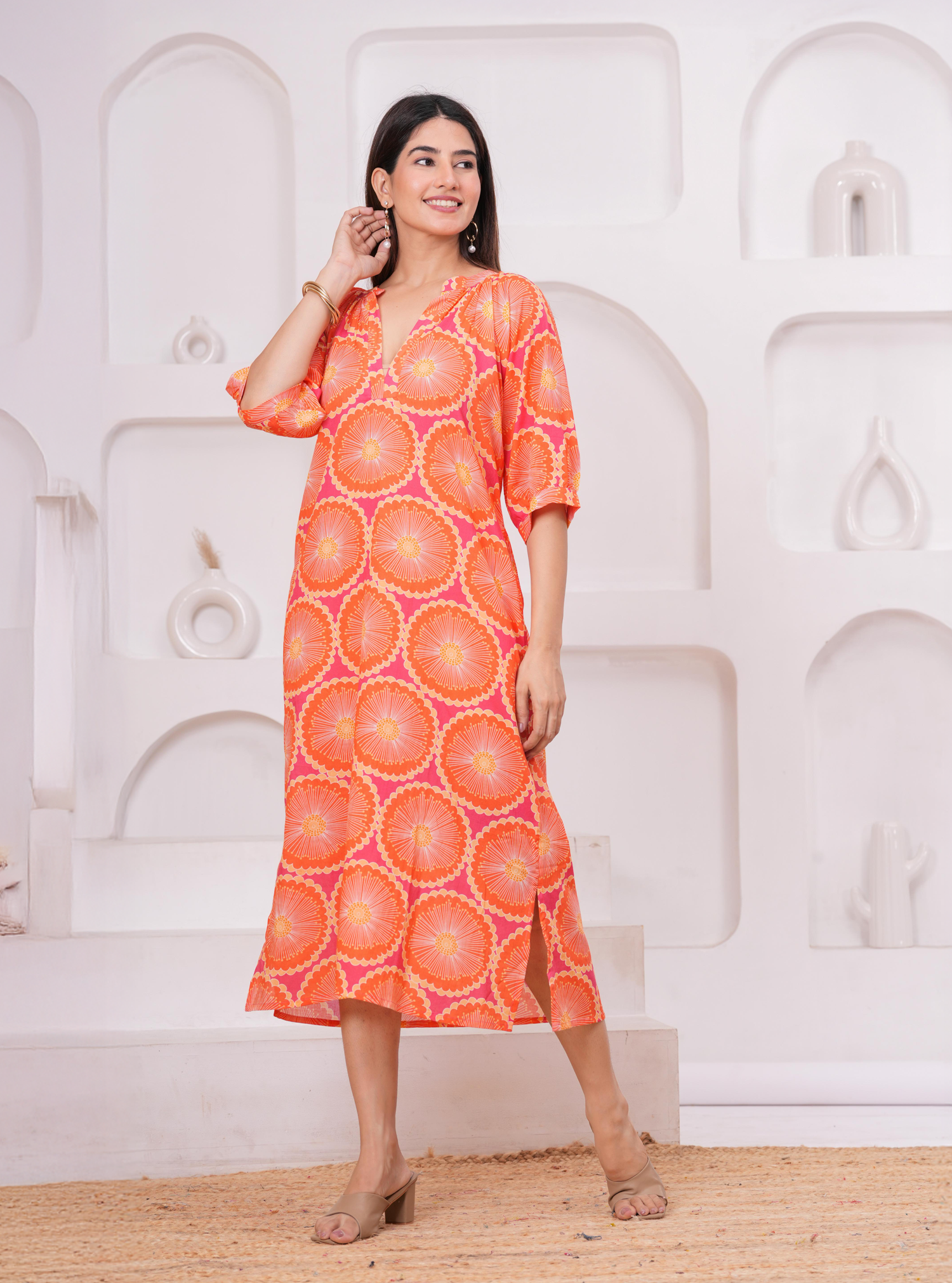 SUNBURST MIDI DRESS