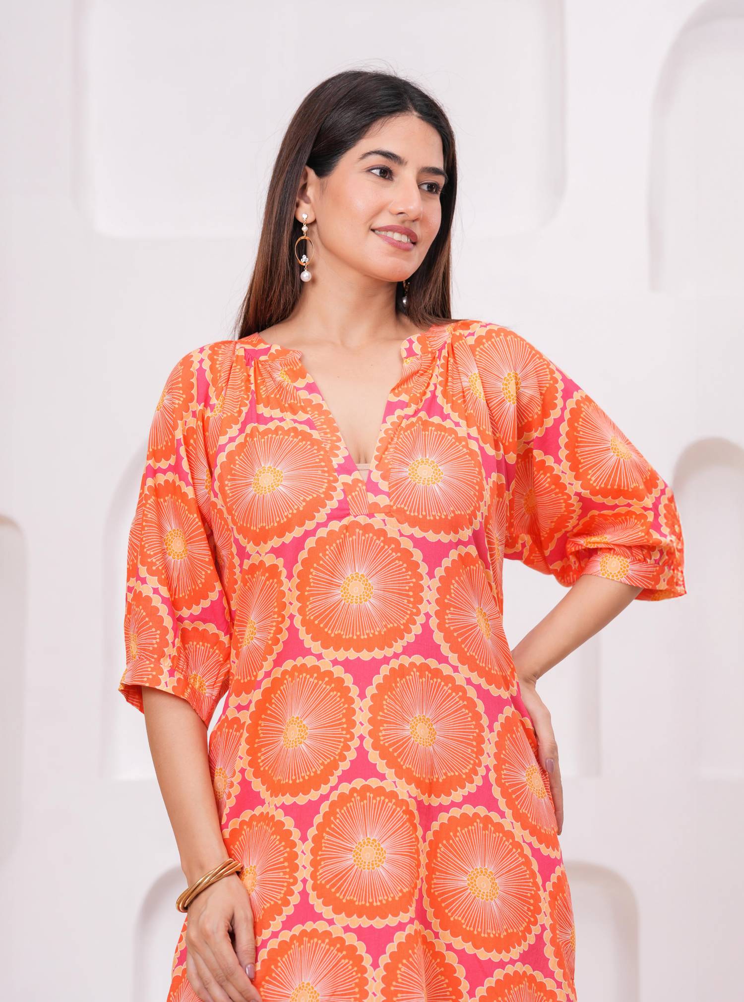 SUNBURST MIDI DRESS