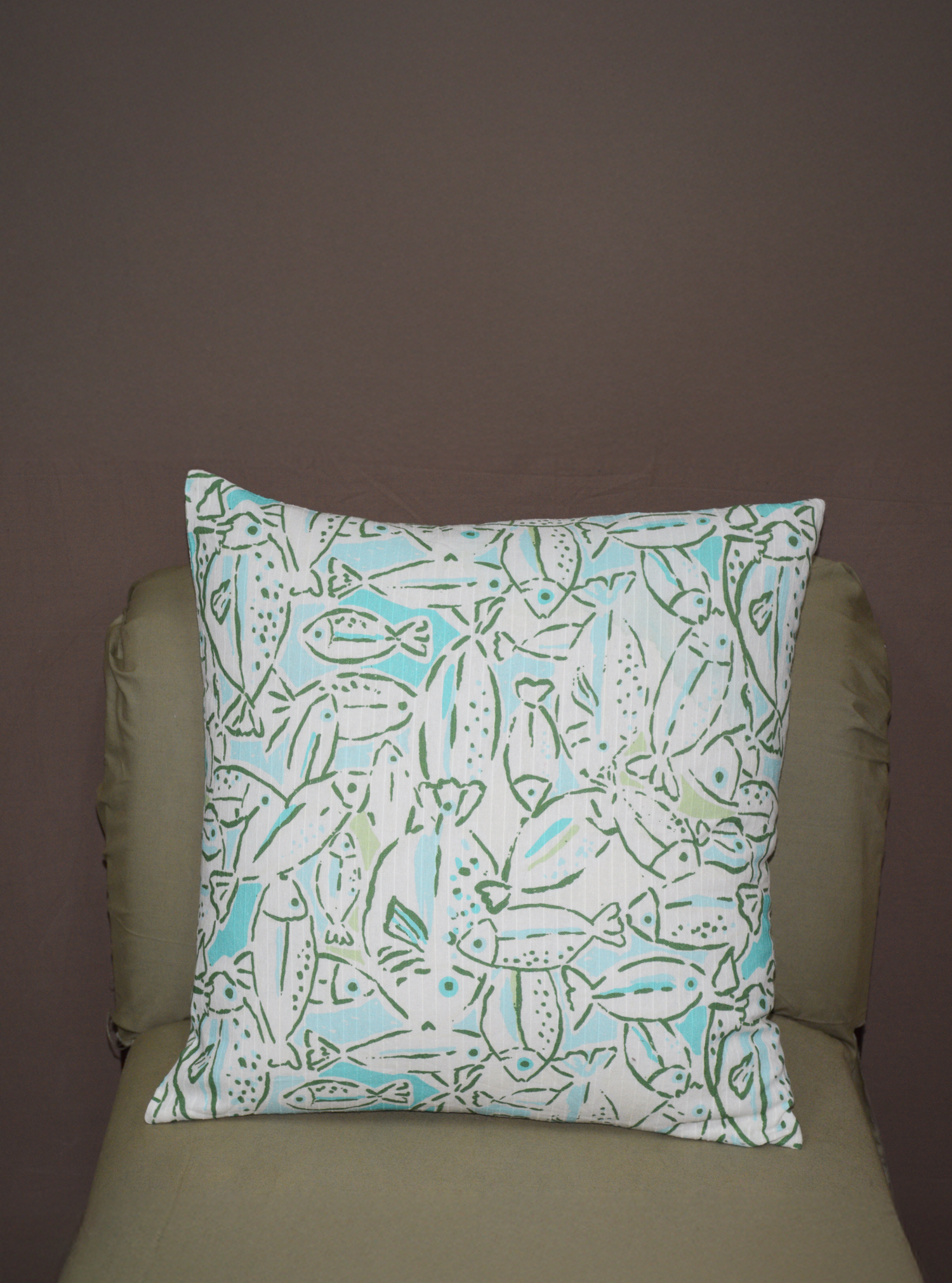 AQUA SKETCH CUSHION COVER WITH FILLER