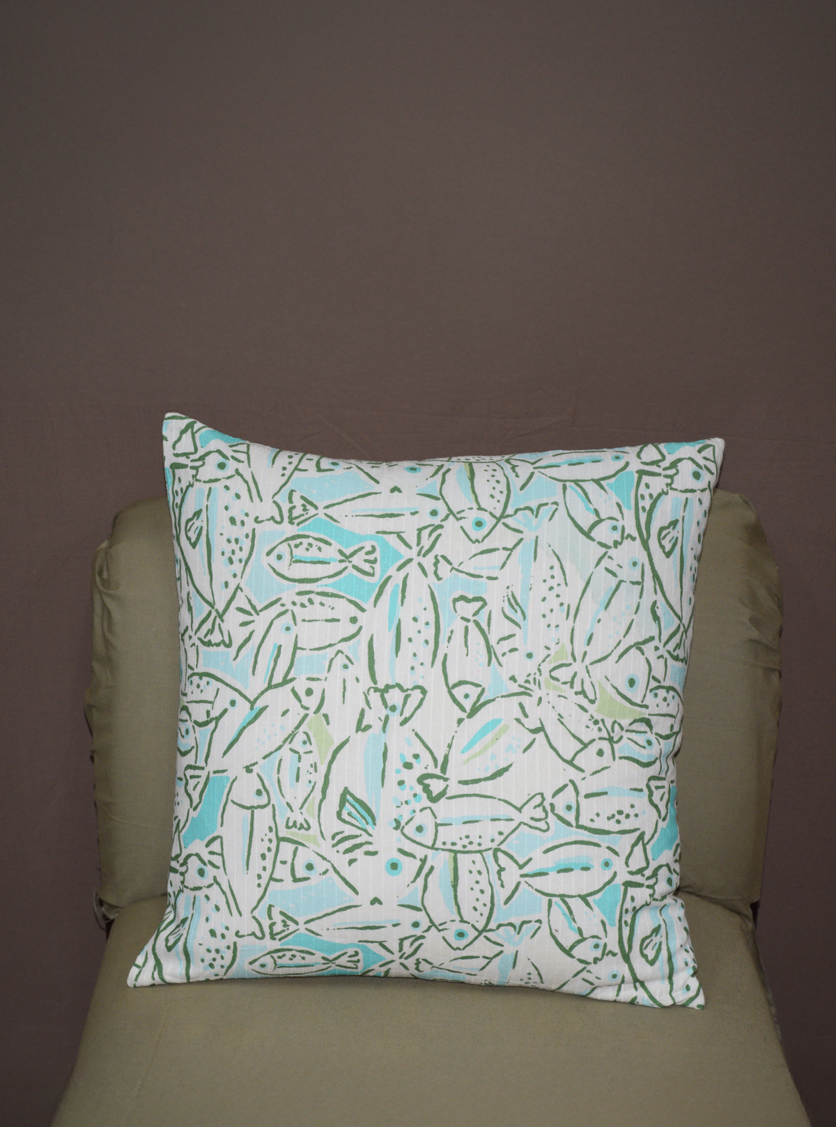 AQUA SKETCH CUSHION COVER WITH FILLER