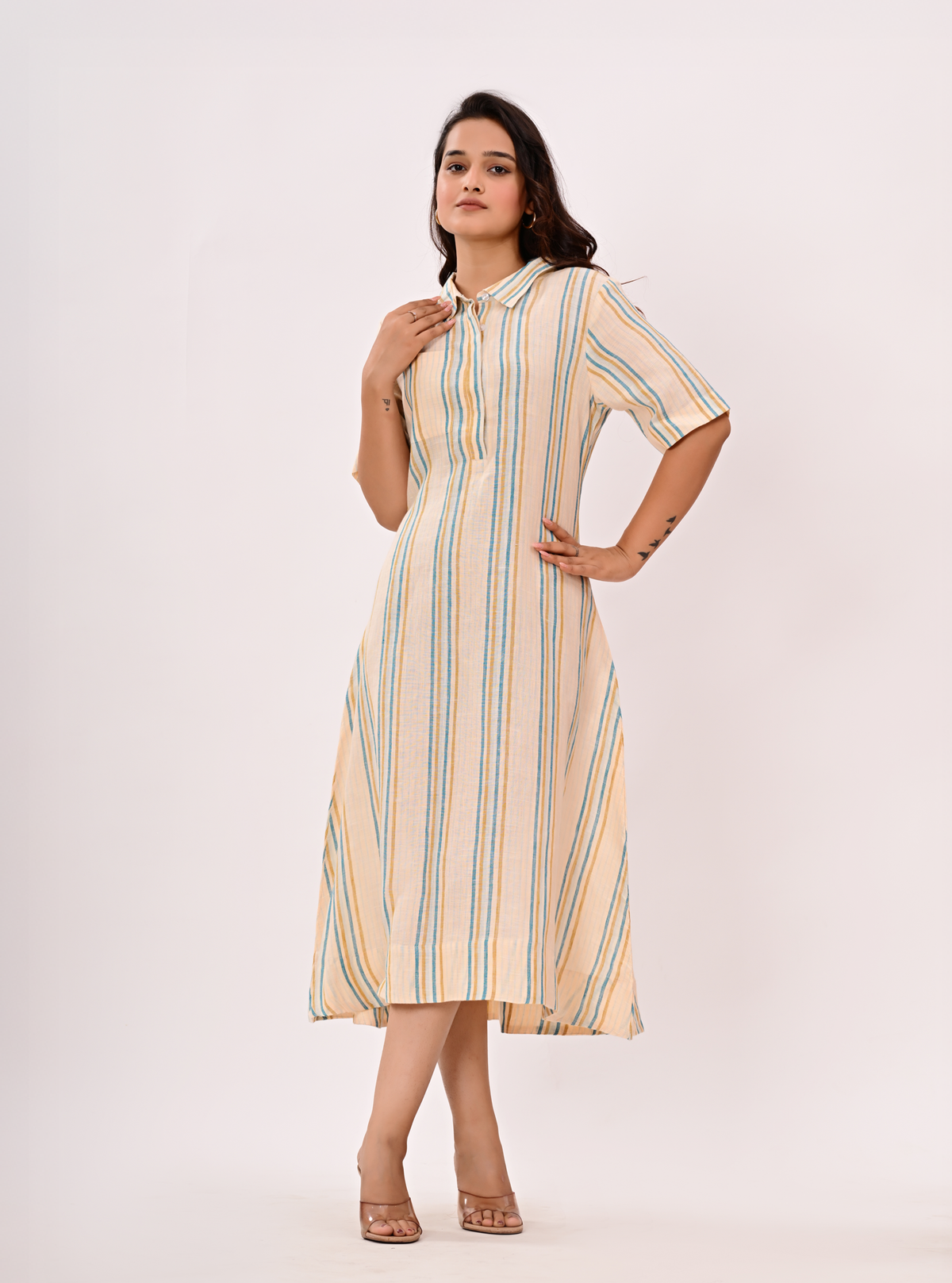 AZURE STRIPE MIDI DRESS