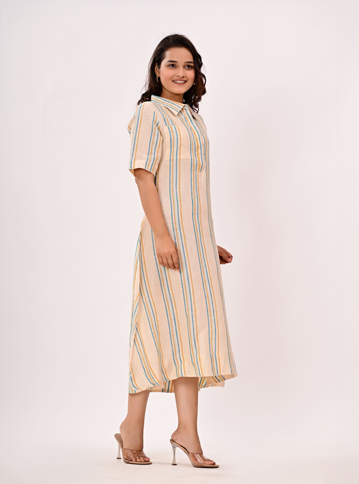 AZURE STRIPE MIDI DRESS