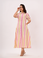 PASTEL LINEN MIDI DRESS