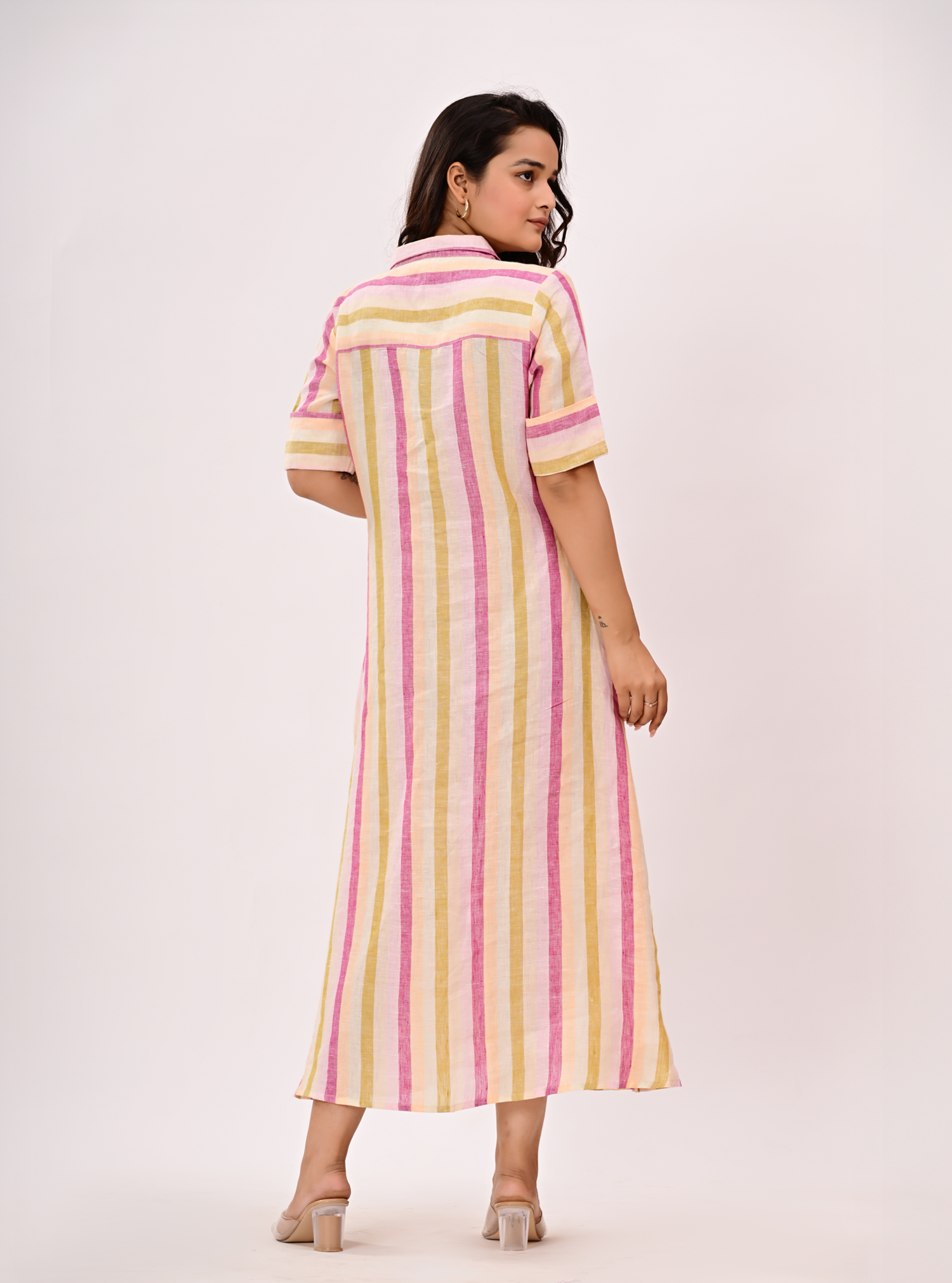 PASTEL LINEN MIDI DRESS