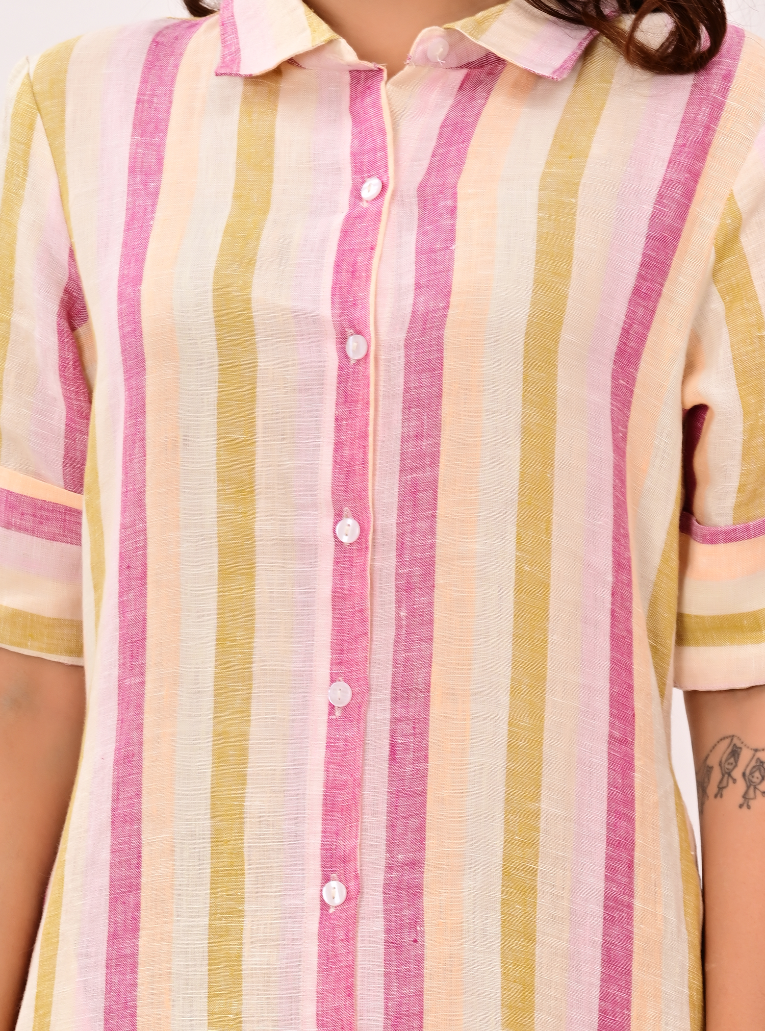 PASTEL LINEN MIDI DRESS