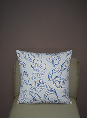 INDIGO BLOOM CUSHION COVER WITH FILLER