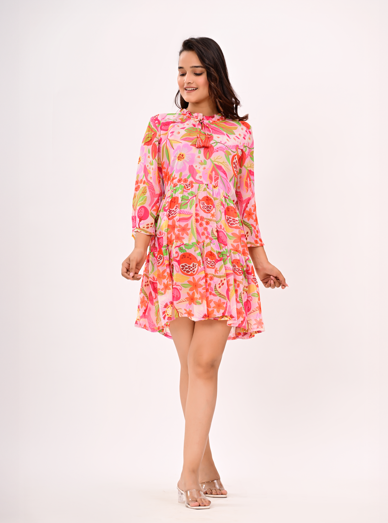 BOTANICAL RUFFLE DRESS