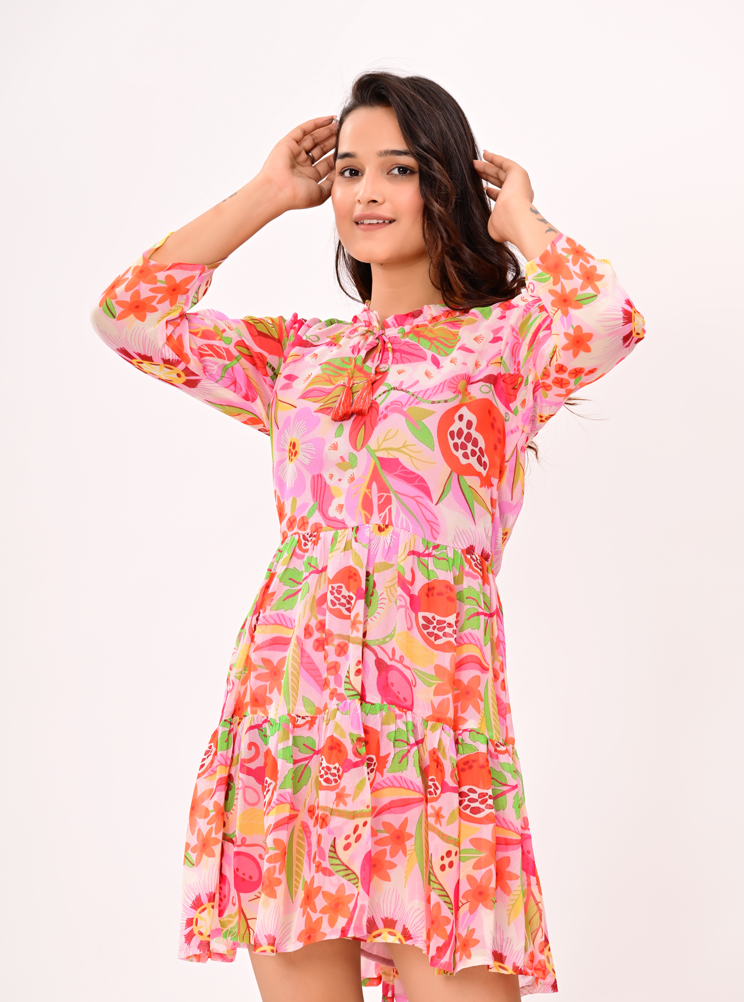 BOTANICAL RUFFLE DRESS