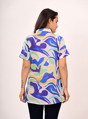 WAVE PRINT BUTTON-UP