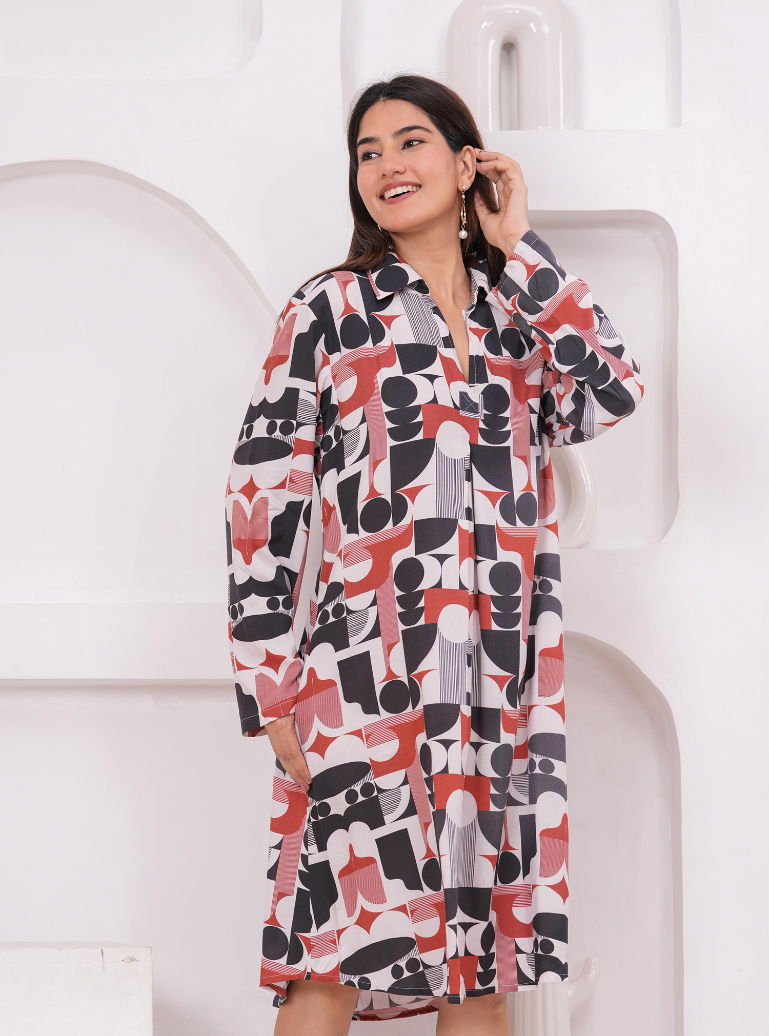 GEO CHIC SHIRT DRESS