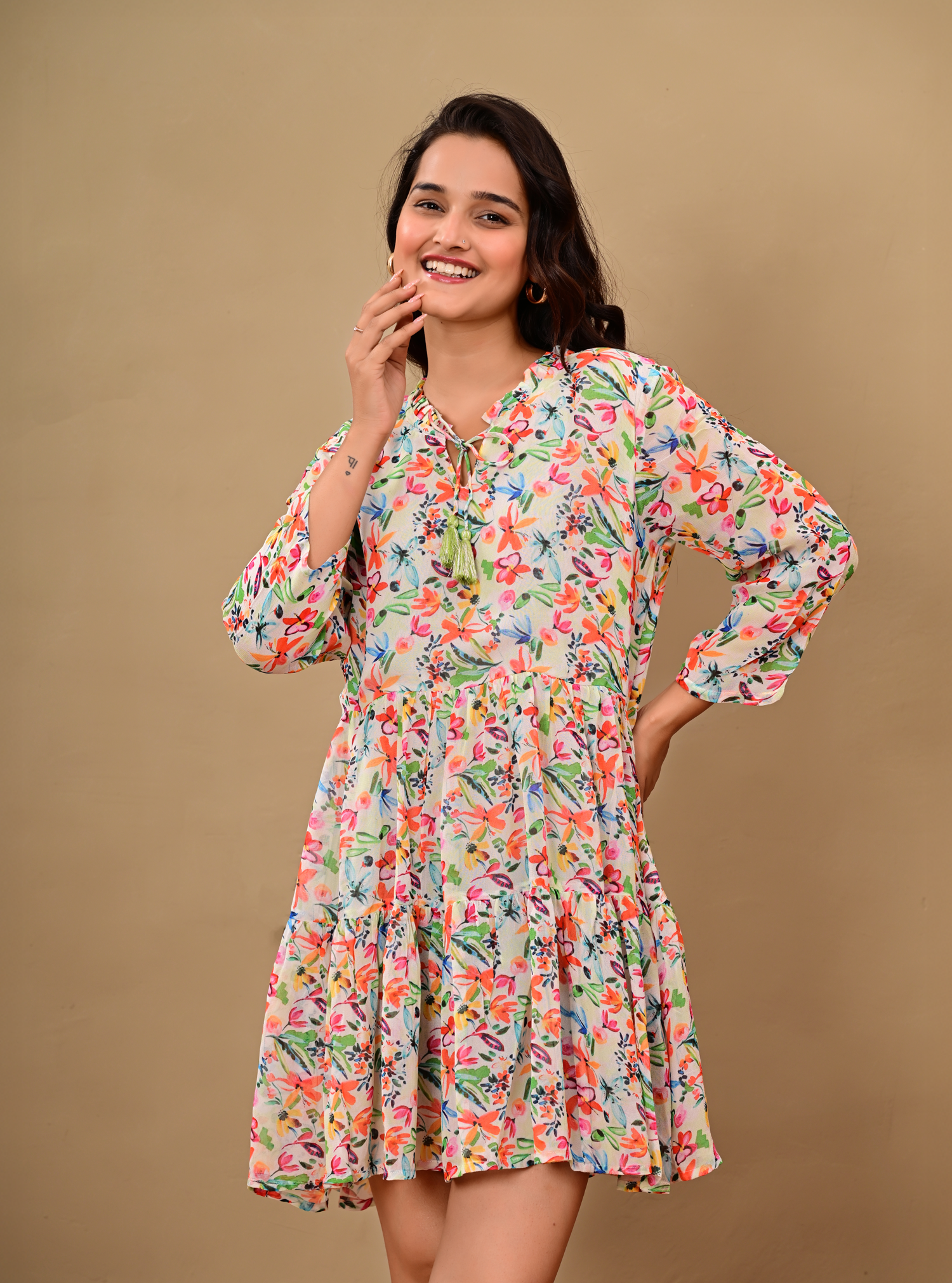 TROPICAL BLOOM MINI DRESS