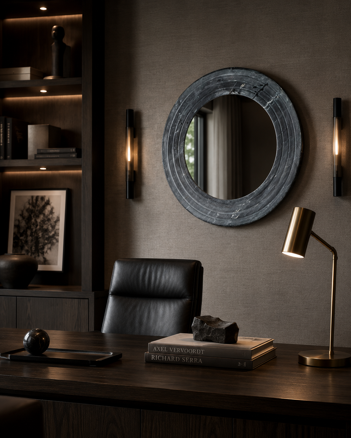 Graphite Wave  Mirror